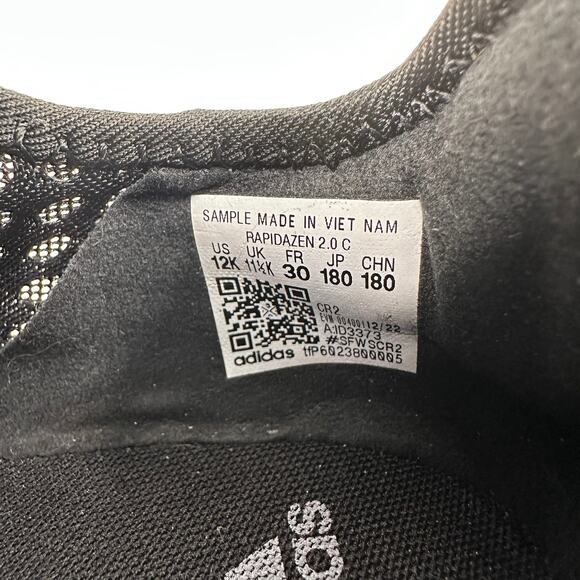 Adidas RapidaZen 2.0 C Sneakers Kids SZ 12K Black Gold Slip On Stretchy Low Top - Picture 8 of 8